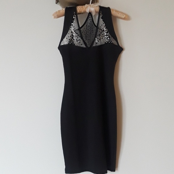 Black Bodycon Dress Studded Crystals NWT - Picture 3 of 6